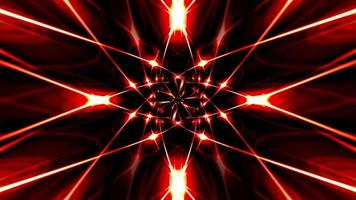 abstrato simétrico brilho luz vermelha caleidoscópio loop animação