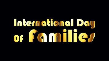 Internationaler Tag der Familien Golden Shine Loop isoliert video