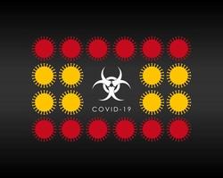 Bandera abstracta de España hecha de moléculas de coronavirus. vector