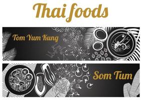 banner de comida tailandesa massaman y phad thai vector