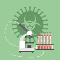 microscopio y prueba de coronavirus vector