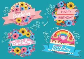 colourful birthday background illustration design for card vector