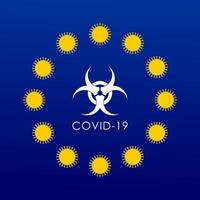 EU FLAG WITH CORONAVIRUS MOLECULES INSTEAD OF STARS vector