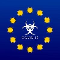 EU FLAG WITH CORONAVIRUS MOLECULES INSTEAD OF STARS vector