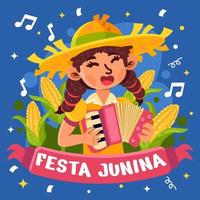 mujeres de festa junina vector