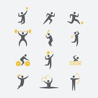 conjunto de iconos de acción deportiva simple vector
