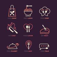 conjunto de logotipos de comida y restaurante vector