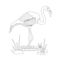 CHILDRENS COLORING BOOK WITH A FLAMINGO vector