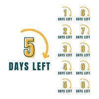 Number of days left promotional banner set vector