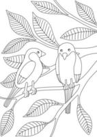 CHILDRENS COLORING BOOK WITH BIRDS ON BRANCHES vector