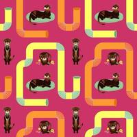 SEAMLESS PATTERN WITH BROWN FERRETS vector