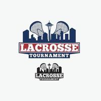 plantilla de diseño de vector de logotipos de insignias de lacrosse