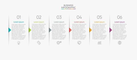 Plantilla de conexión de infografía moderna con 6 opciones. vector