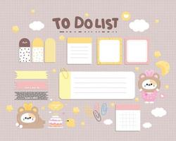 Cute daily planner element stationery collection cartoon art illustration vector