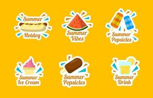 colección de pegatinas de comida de verano vector