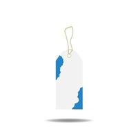 Blank paper label tag in white with blue corners isolated on white background. vector