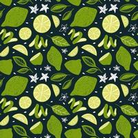 SEAMLESS PATTERN WITH LIME FRUITS AND LEAVES vector