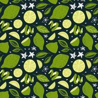 SEAMLESS PATTERN WITH LIME FRUITS AND LEAVES vector