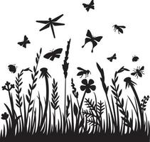 Grass and insects vector