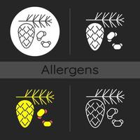 Cedar and pine tree pollen dark theme icon vector