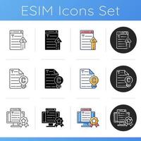 Professional copywriting services icons set vector
