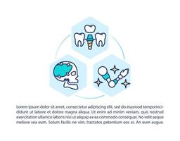 iconos de línea de concepto de prótesis con texto vector