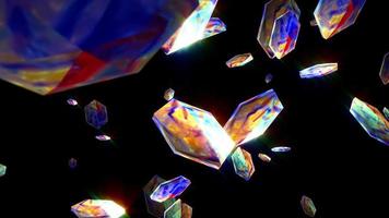 prismas flotantes brillantes hexagonales multicolores video