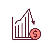 Economic slowdown RGB color icon vector