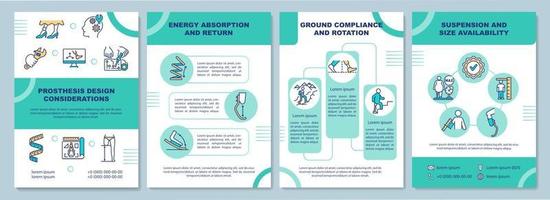 Prosthesis design considerations brochure template vector