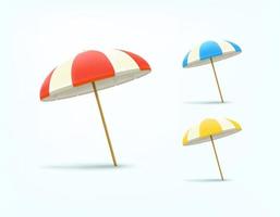 Beach umbrellas vector set isolated on white background