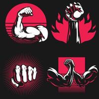 Silhouette Fitness Arm Gym Bodybuilding Hand Stencil Logo Drawing vector