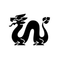 Loong dragon black glyph icon vector