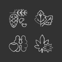 Cause of allergic reaction chalk white icons set on black background vector