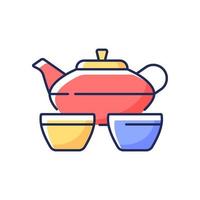 Chinese tea set RGB color icon vector