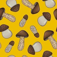 YELLOW BACKGROUND WITH COLORFUL MUSHROOMS vector