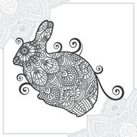 Rabbit Mandala. Vintage decorative elements. Oriental pattern, vector illustration.