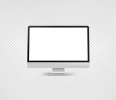 Modern desktop personal computer layered mockup with blank screen vector