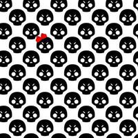 Black with white skull with red bow seamless pattern. Pattern for fabric or wrapping paper design vector