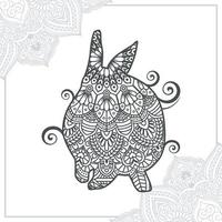 Rabbit Mandala. Vintage decorative elements. Oriental pattern, vector illustration.