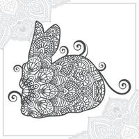 mandala de conejo. elementos decorativos vintage. patrón oriental, ilustración vectorial. vector