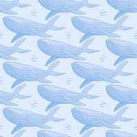 Seamless pattern of decorative whales. Ideal texture for fabric, textile, apparel.