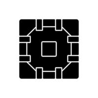 placa de circuito de computadora icono de glifo negro vector