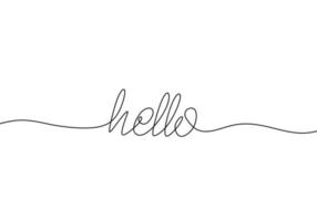 HELLO handwritten inscription. Hand drawn lettering. calligraphy. One line drawing of phrase. Continuous black line drawing word Hello. Minimalist hello concept. vector