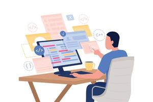 Online programming course flat concept vector illustration