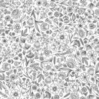 SEAMLESS PATTERN WITH DIFFERENT FLOWERS AND LEAVES vector