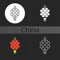 Chinese knotting dark theme icon vector
