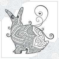 mandala de conejo. elementos decorativos vintage. patrón oriental, ilustración vectorial. vector