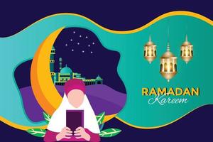 ilustración de celebración de ramadán mubarak vector