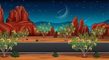 Nature road scene at night vector