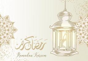 Ramadan Kareem greeting card with lantern vector